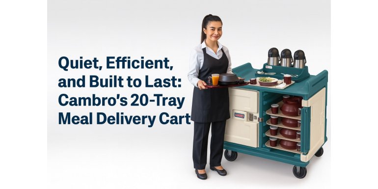 Quiet & Efficient: Cambro 20-Tray Meal Delivery Cart for Healthcare