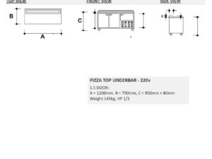 1.5 PIZZA TOP UNDERBAR FRIDGE