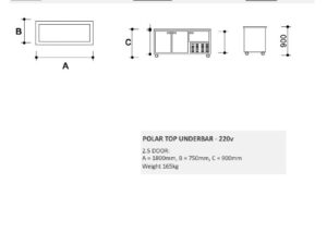 2.5 POLAR TOP STAINLESS STEEL UNDERBAR FRIDGE