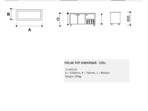 3.5 POLAR TOP STAINLESS STEEL UNDERBAR FRIDGE