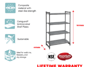 BASICS 4 TIER VENTED SHELF 460MM W X 1220MM L X 1830MM H