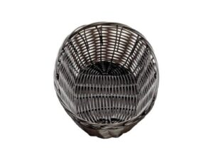 BREAD BASKET WOVEN PLASTIC DARK BROWN OVAL