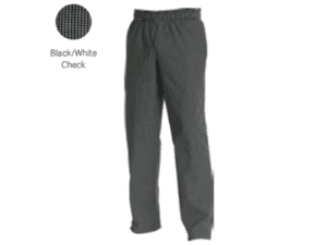 CHEFS UNIFORM BAGGIES BLACK/WHITE CHECK - MEDIUM
