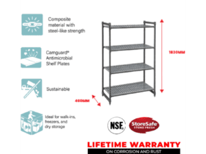 BASICS 4 TIER VENTED SHELF 460MM W X 765MM L X 1830MM H