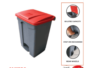 PEDAL BINS PLASTIC - 68L RED