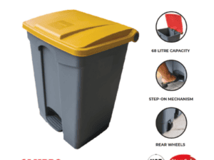 PEDAL BINS PLASTIC - 68L YELLOW