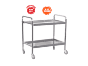 TEA TROLLEY S/STEEL HEAVY DUTY - 2 SHELF