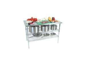 WORK TABLE S/STEEL - 2 TIER - PLAIN TOP - 1300 x 690 x 870mm