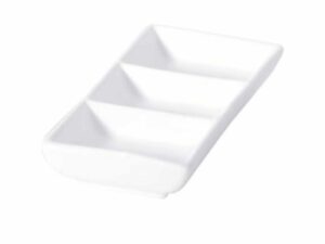 ACCENT - WHITE RECTANGULAR 3 DIV. DISH 17 X 2CM 50ML PER SIDE (6)